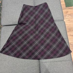 dressbarn Purple and Gray Plaid A-Line Skirt